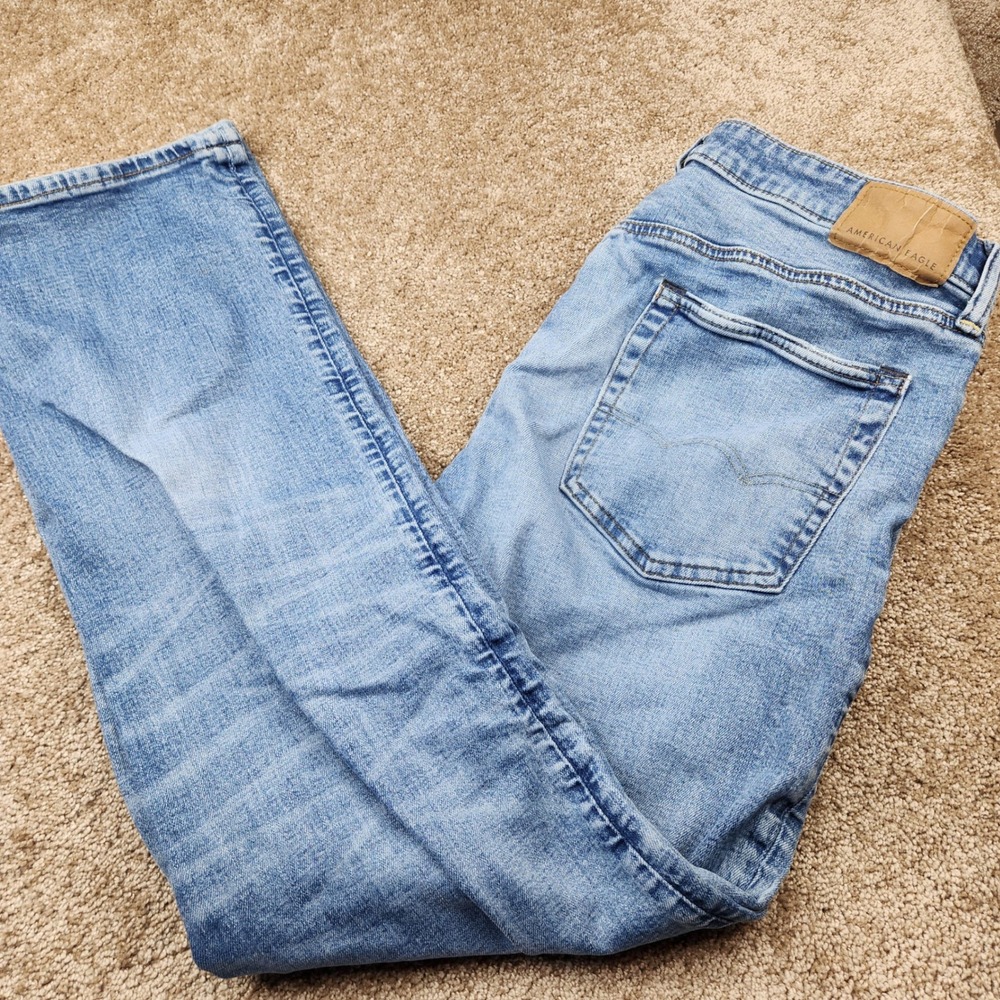 American Eagle Airflex+ Original Bootcut Jeans Mens 35x31.5 Light Wash Blue